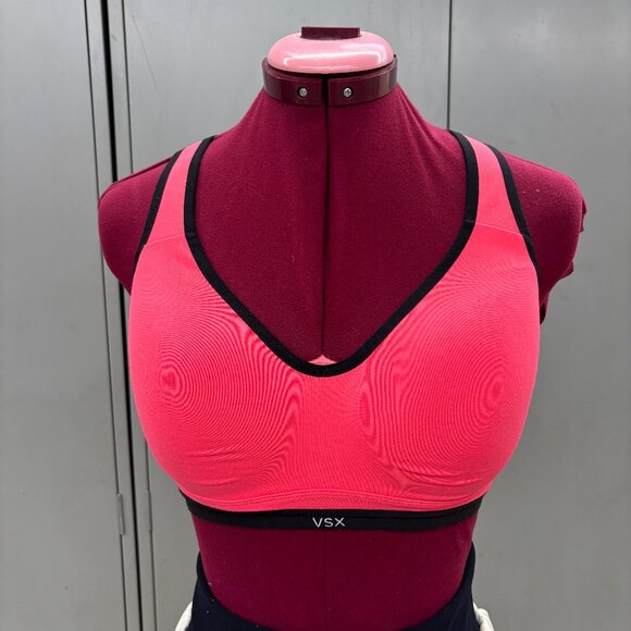 Victoria’s Secret Sport Bra VSX – Neon Pink with Black Trim, Size 34D - Picture 1 of 7
